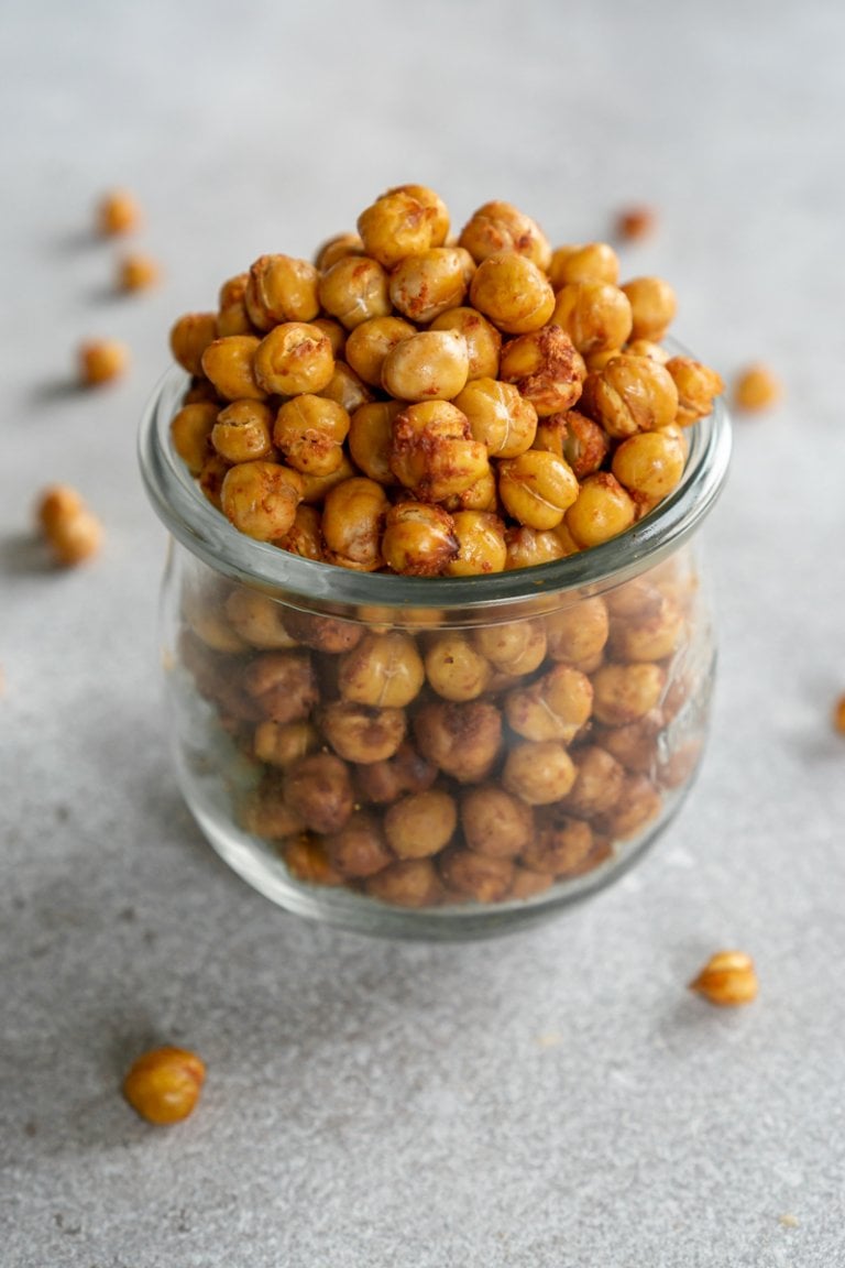 air fryer chickpeas in a glass jar