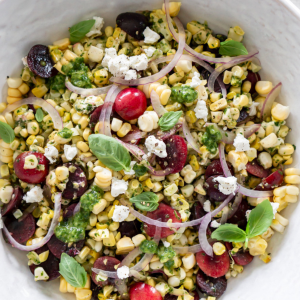 summer corn salad close up