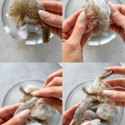 removing the shells from shrimp