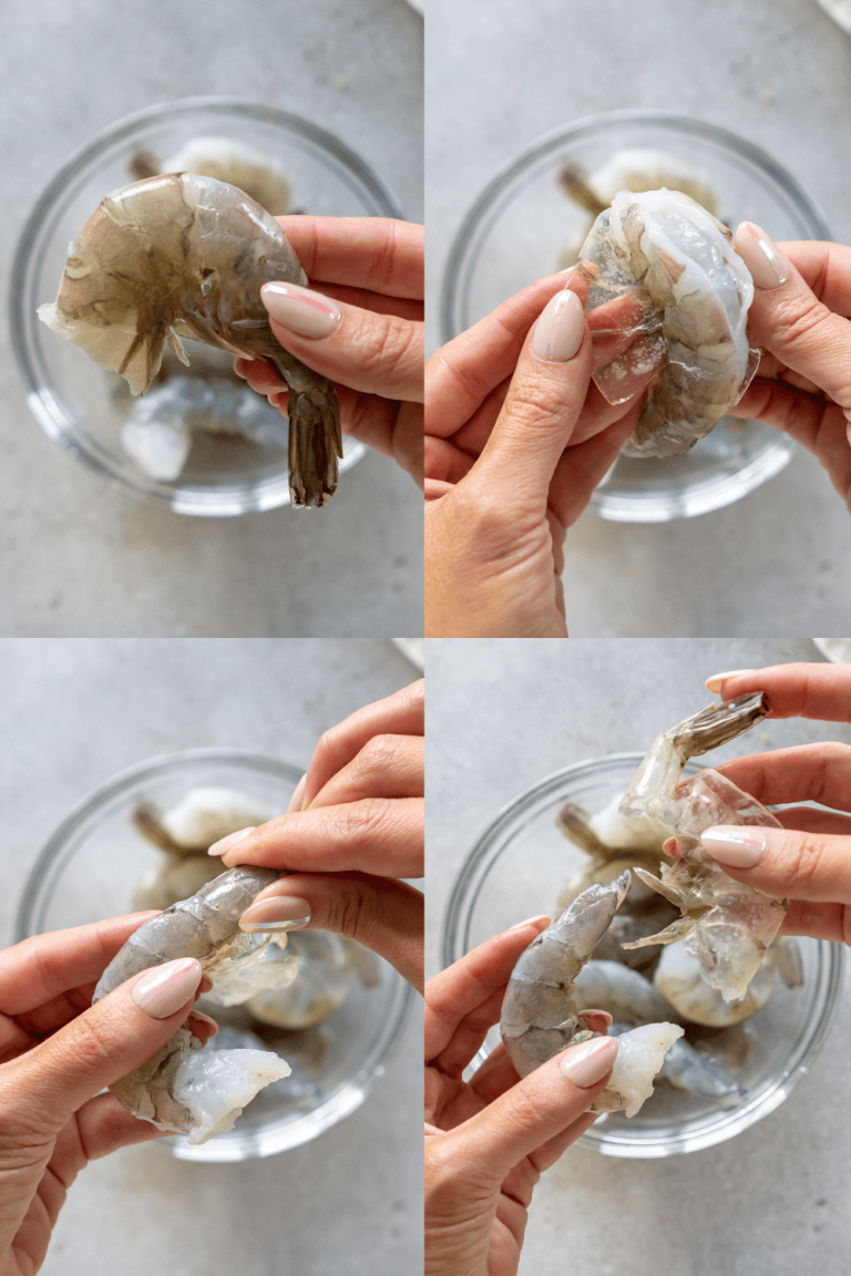 removing the shells from shrimp