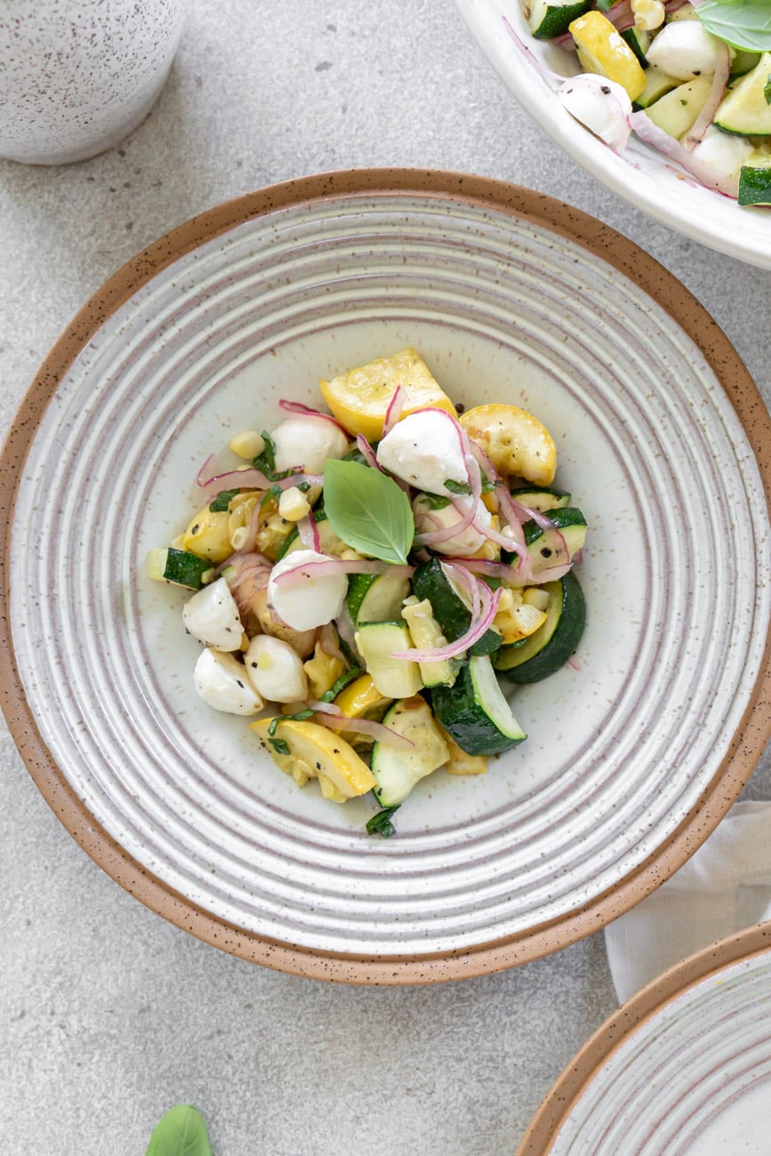 Zucchini salad on a plate.