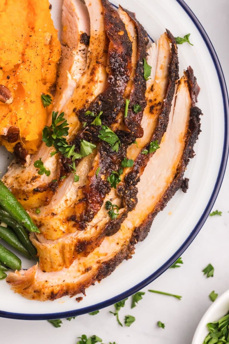 cajun turkey sliced on a plate