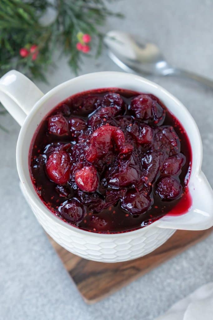 homemade cranberry sauce in a white saucer