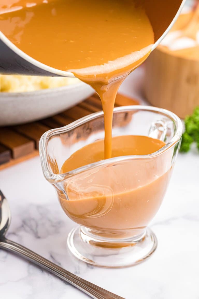 beef gravy without drippings in a saucer