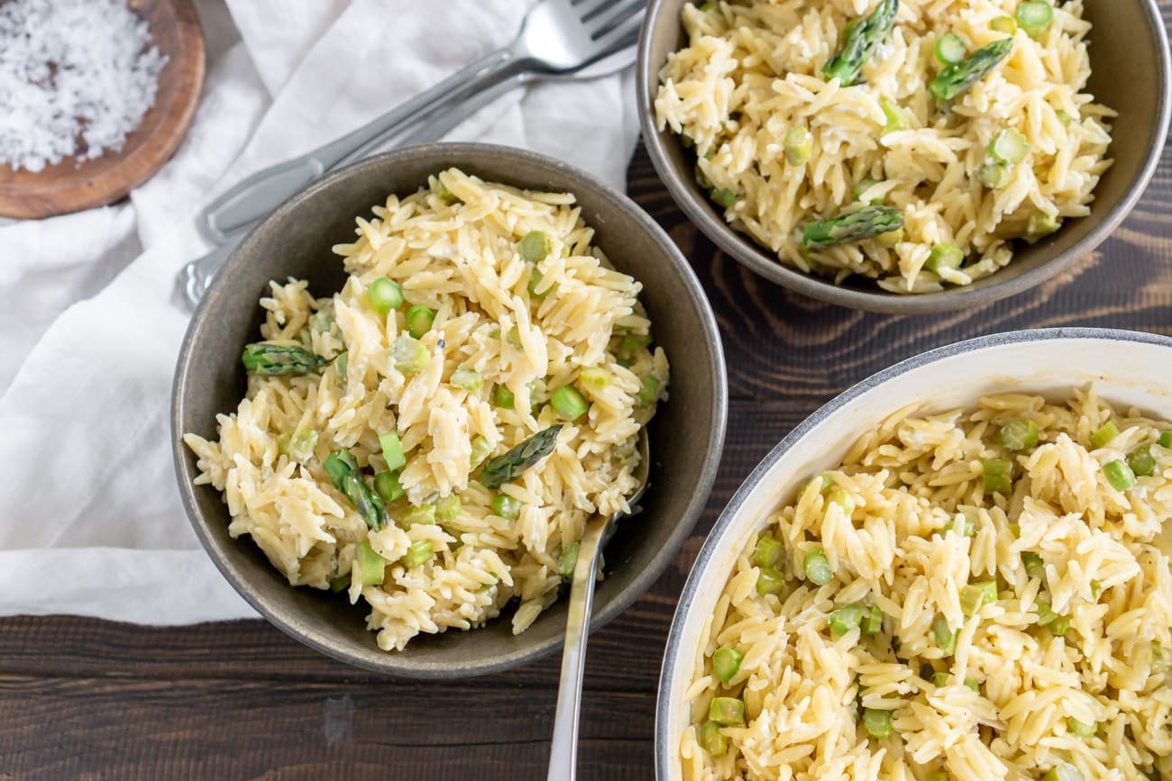 Creamy Goat Cheese Orzo Pasta Salad