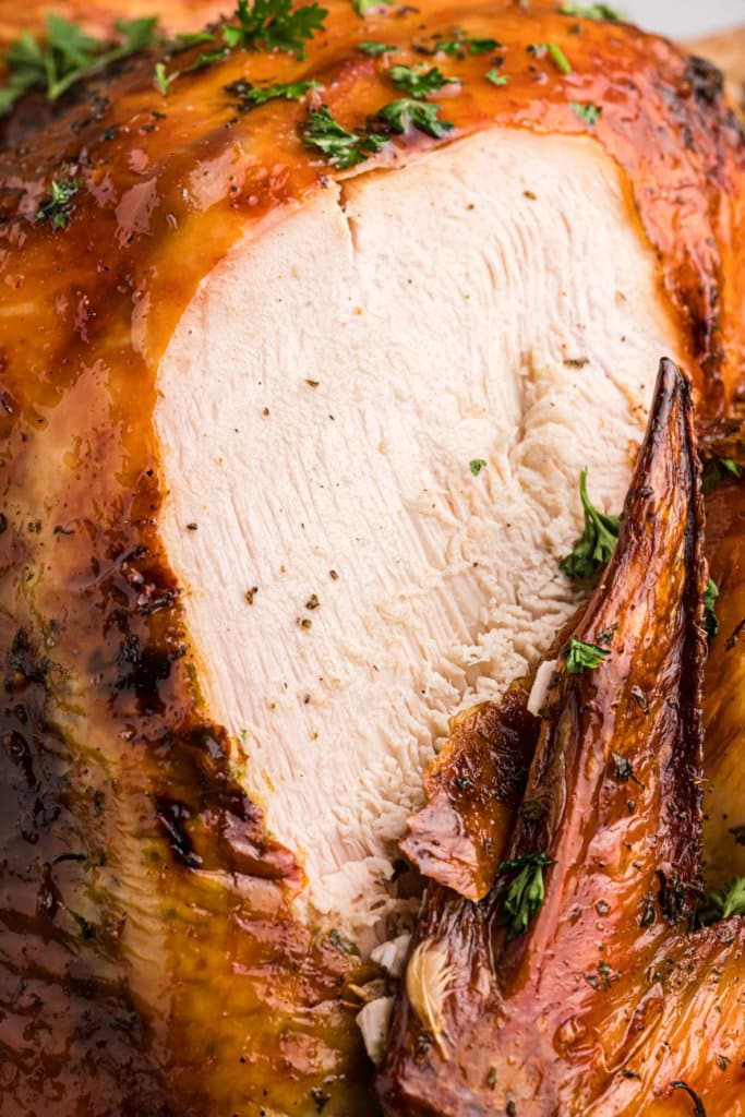 roasted turkey cut open