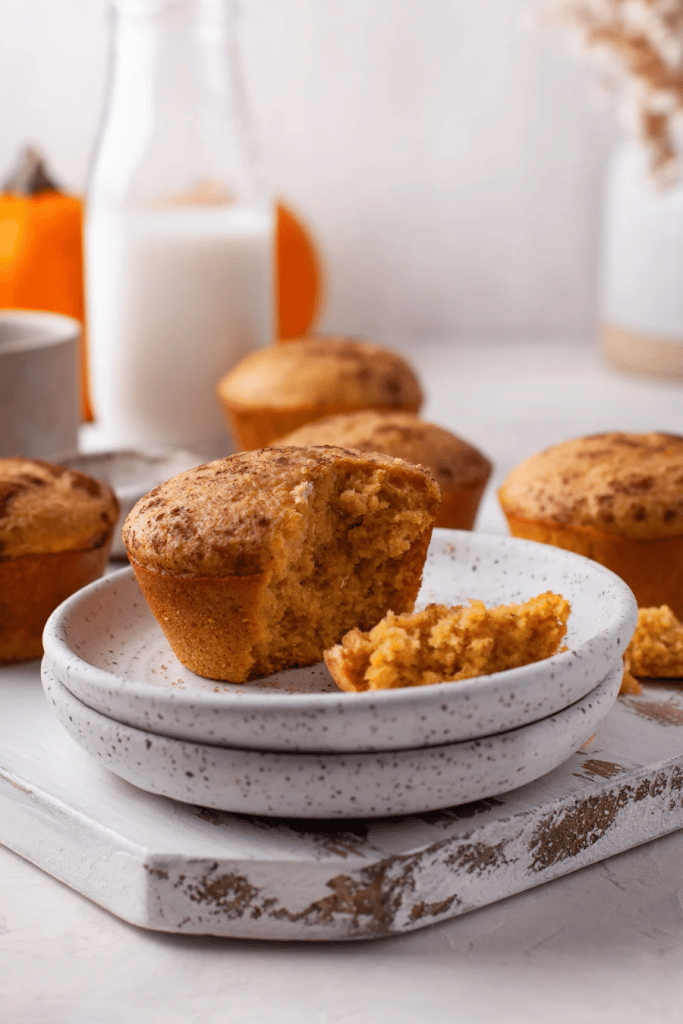 pumpkin cornbread muffin on serving plate