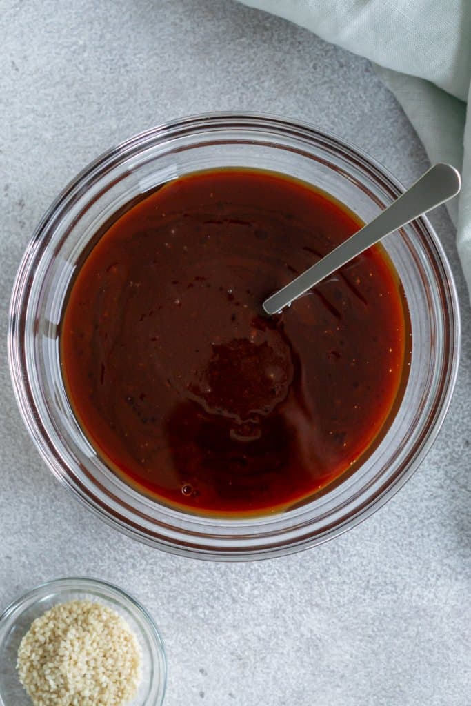honey hoisin sauce in a glass bowl