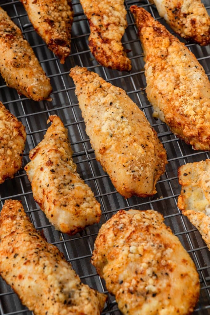 fried chicken without flour on a cooling rack