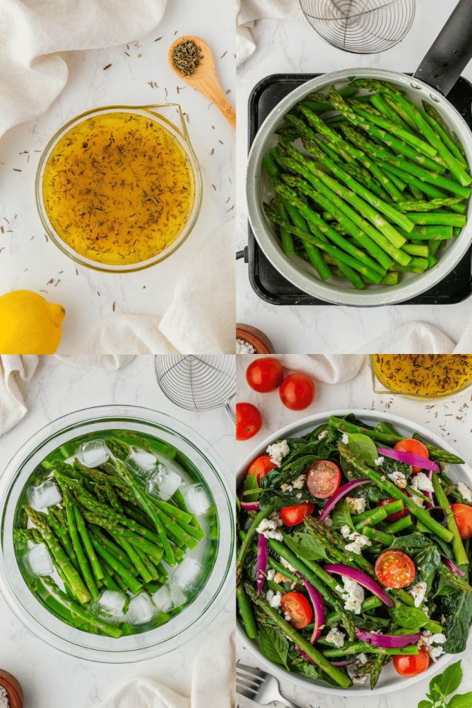 steps for how to make asparagus salad with feta