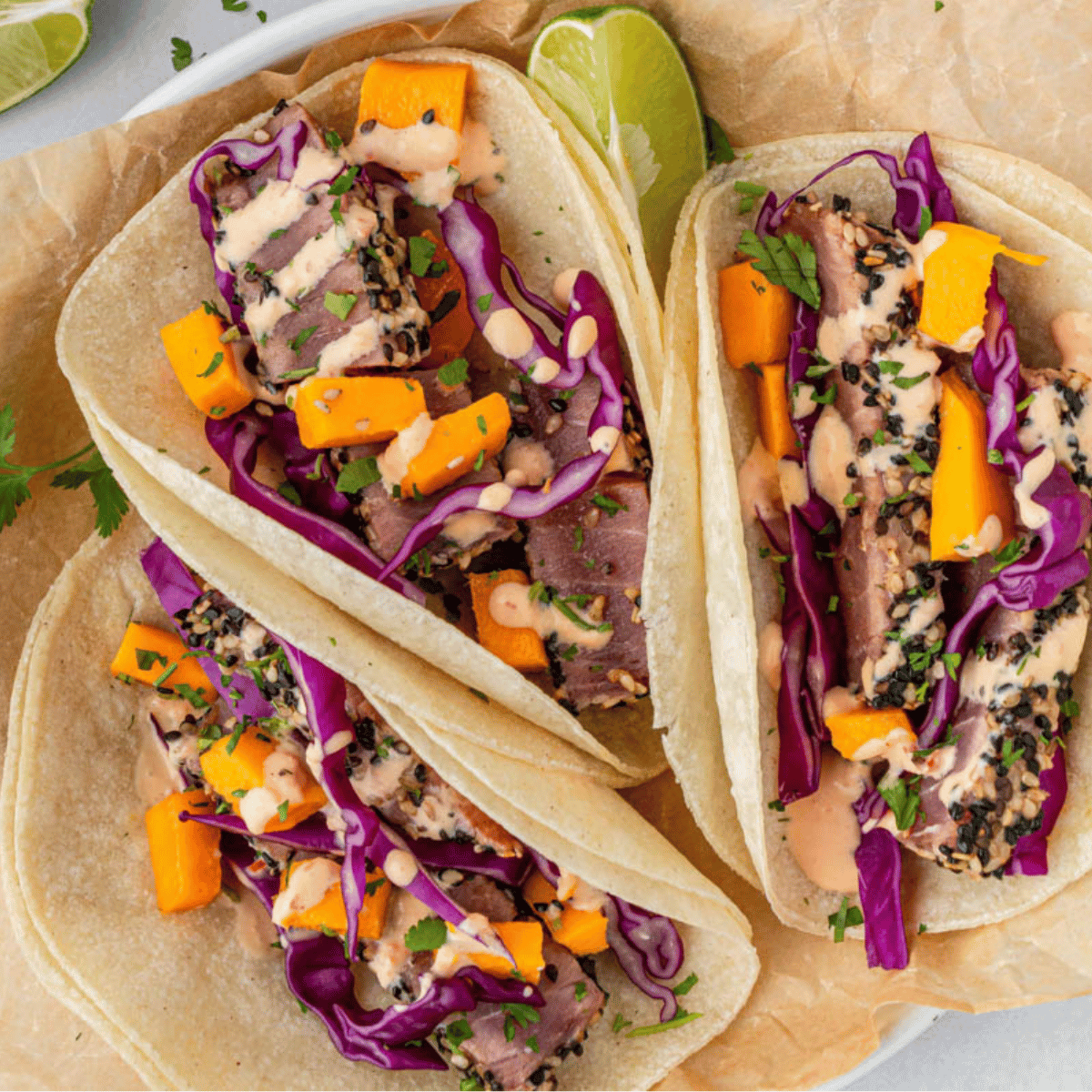 Seared Ahi Tuna Tacos With Mango - JZ Eats