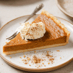 easy sweet potato pie on a plate with a fork