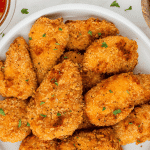 air fryer chicken nuggets on a white plate