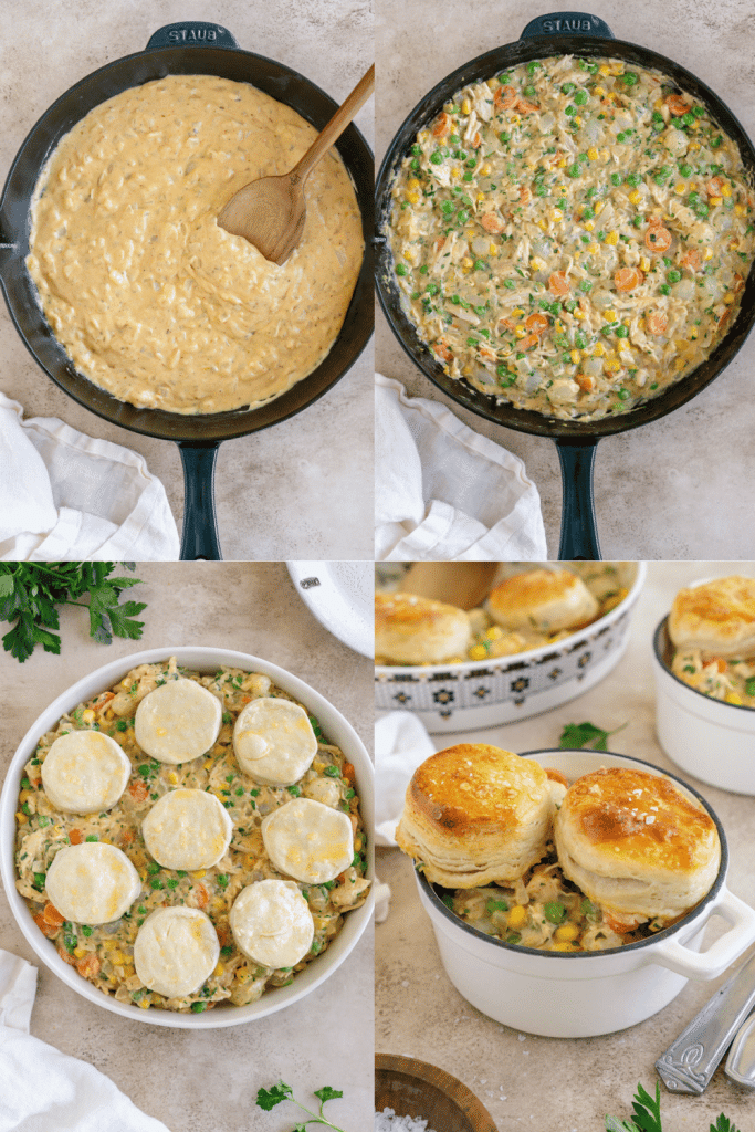 steps for how to make turkey pot pie with biscuits