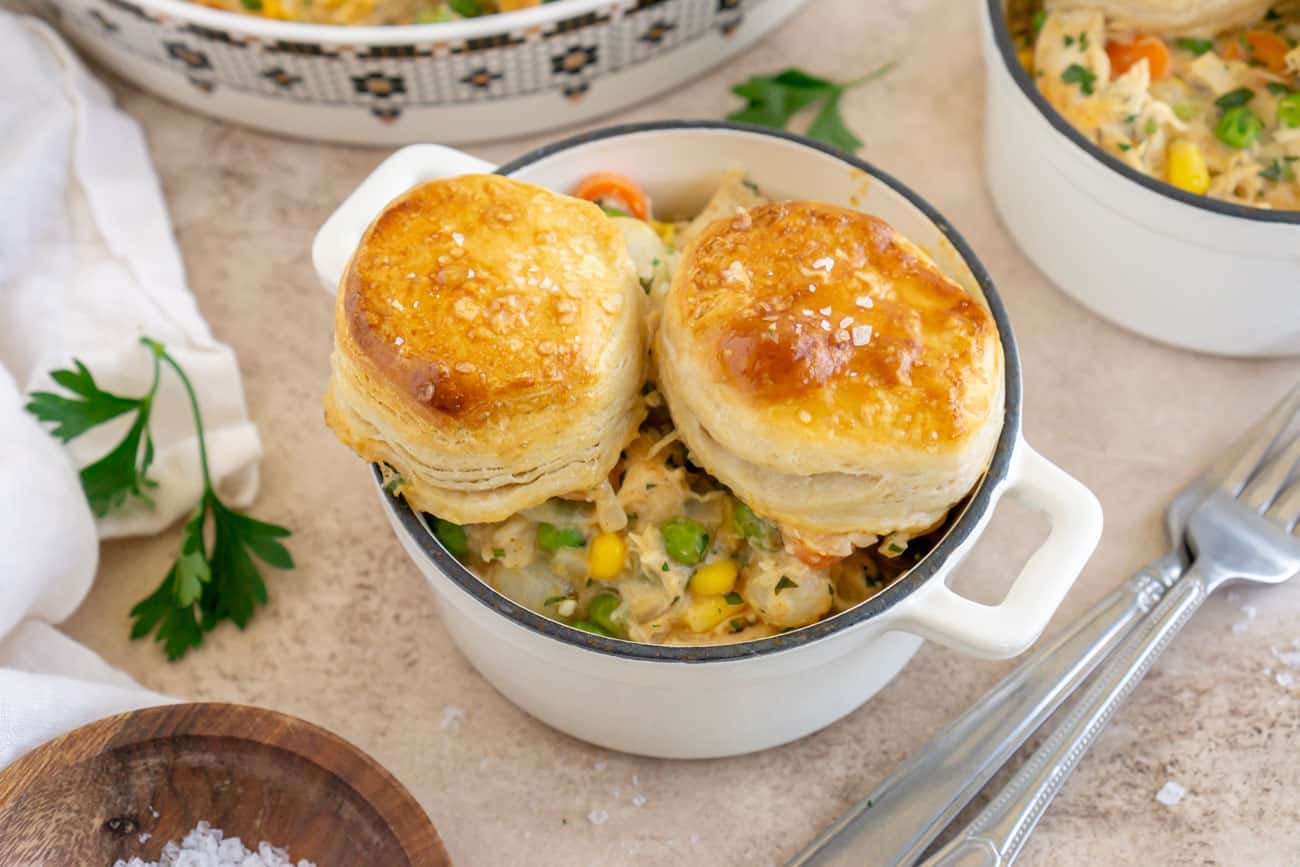 Turkey Pot Pie With Biscuits Recipe - JZ Eats