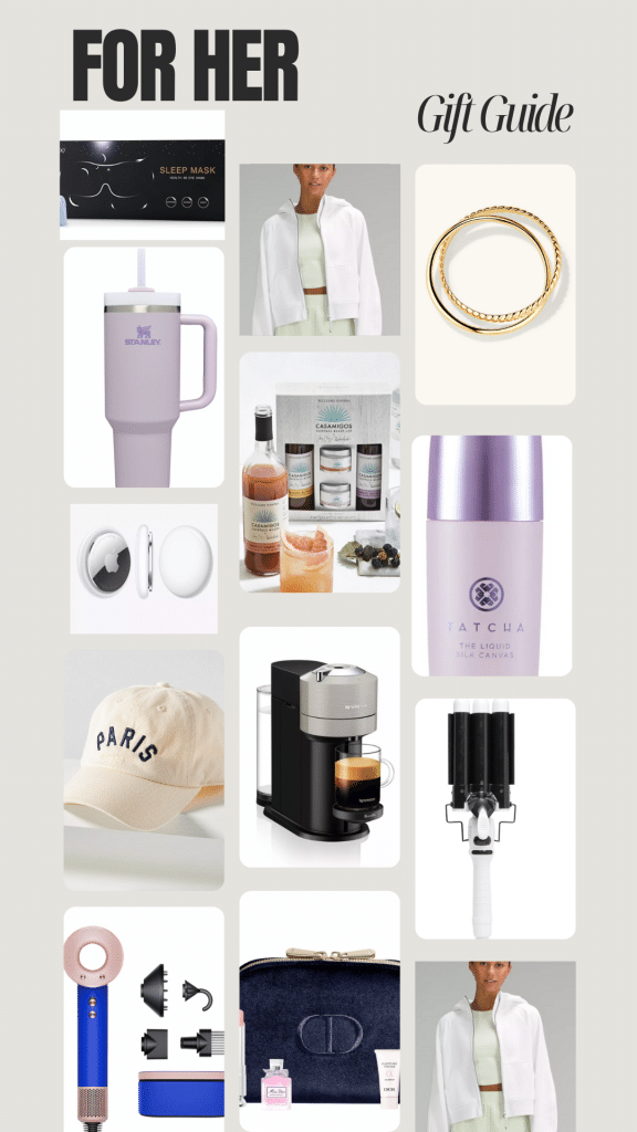 holiday gifts for her - stanley cup, back massager, nespresso, air tags