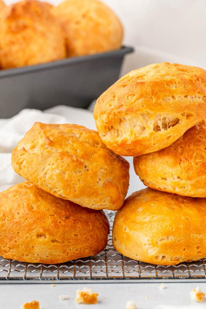 air fryer biscuits stacked on top of each other