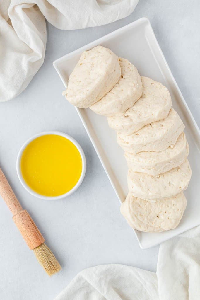 biscuit dough and melted butter