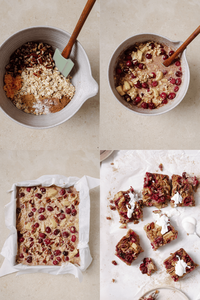 steps for how to make cranberry baked oatmeal