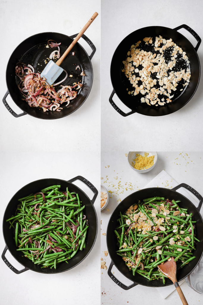 steps for how to make green beans almondine