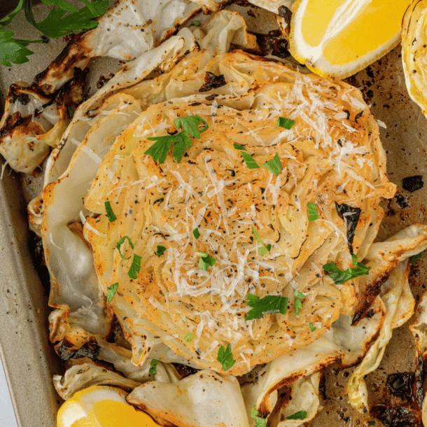 Crispy Roasted Cabbage Steaks Recipe (oven baked)