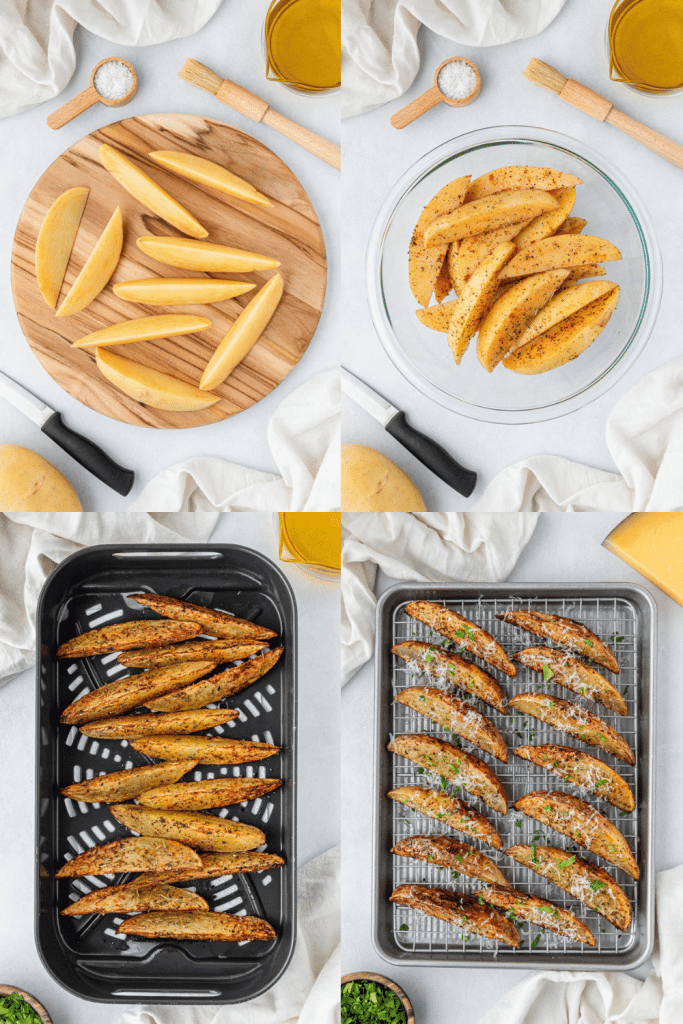 steps for how to make air fryer potato wedges