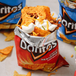 doritos walking taco bag with chips and cheese on top