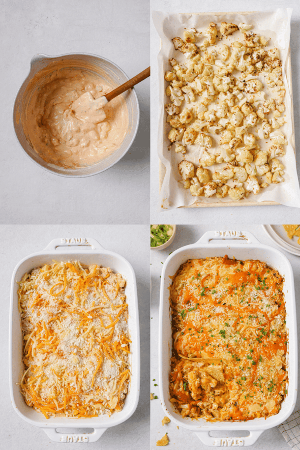 Buffalo Cauliflower Casserole Recipe (With Chicken)