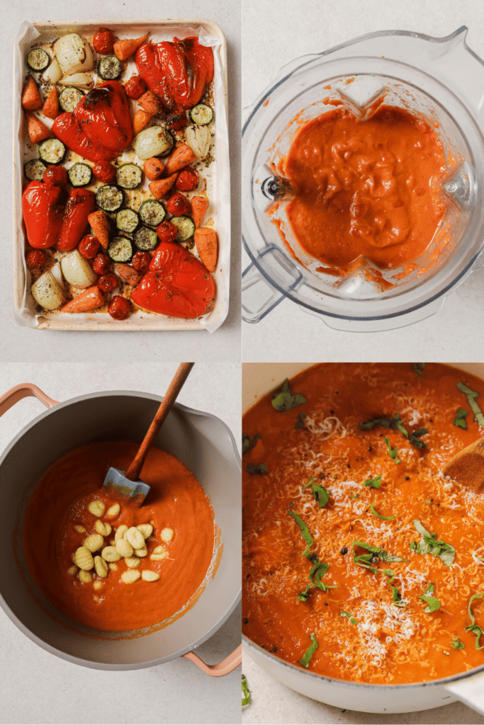 steps for how to make roasted vegetable soup