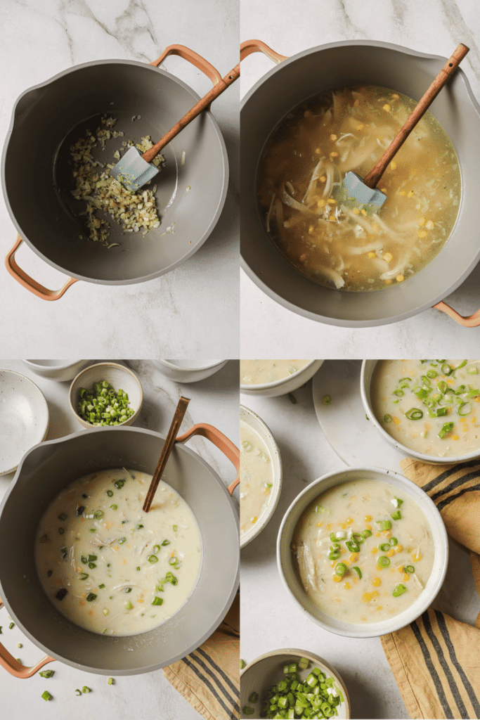 steps for how to make chicken corn soup