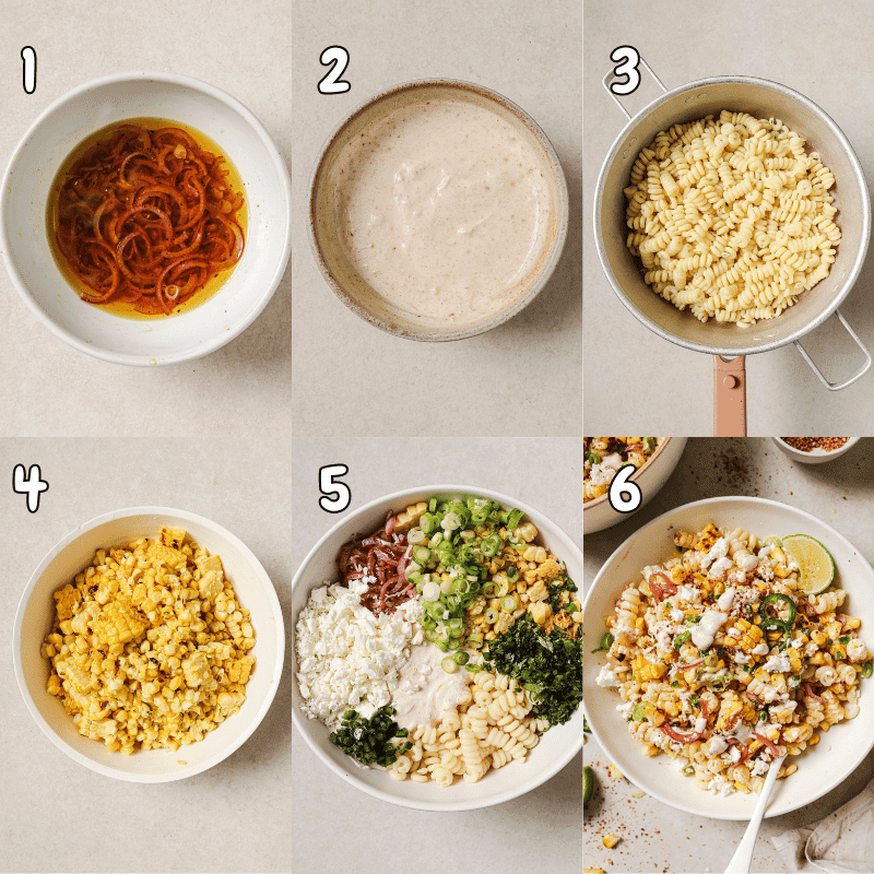 steps for how to make street corn pasta salad