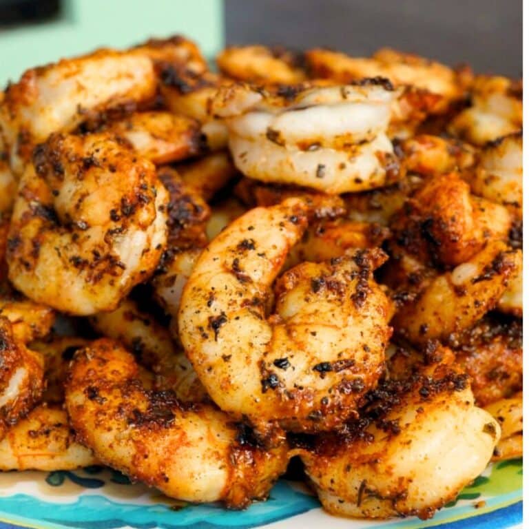 A plate of blackened shrimp.