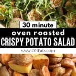 Roasted potato salad in a bowl.