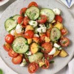 A plate of cherry tomato salad.