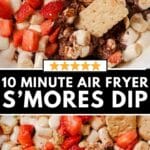 Graham crackers dipping into smores dip.