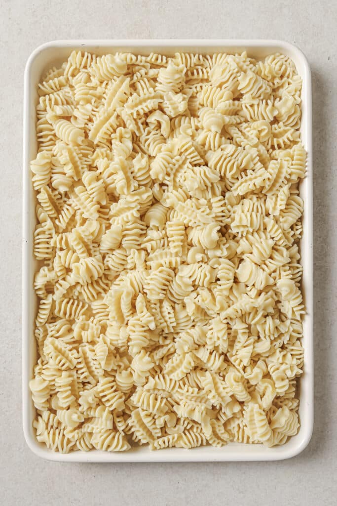 Pasta drizzled with olive oil.
