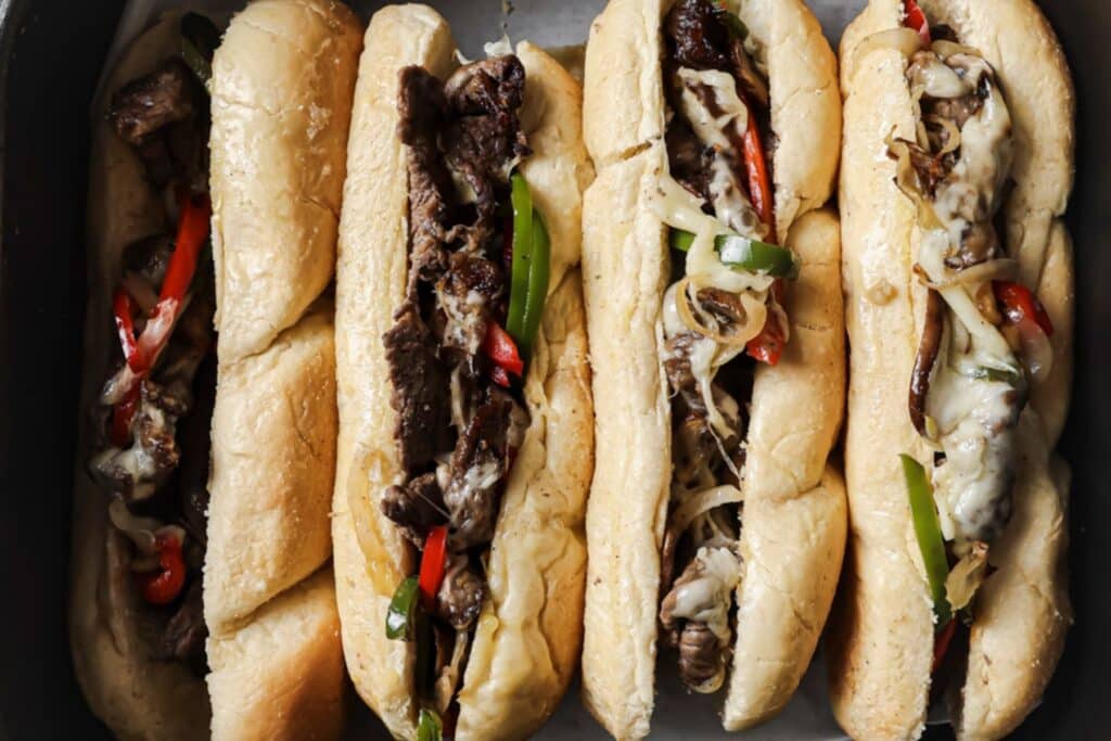 Filled philly cheesesteaks in the air fryer.