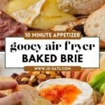 Wheel of baked brie topped with apricot preserves, maple drizzle, and thyme, air-fried to a gooey center.
