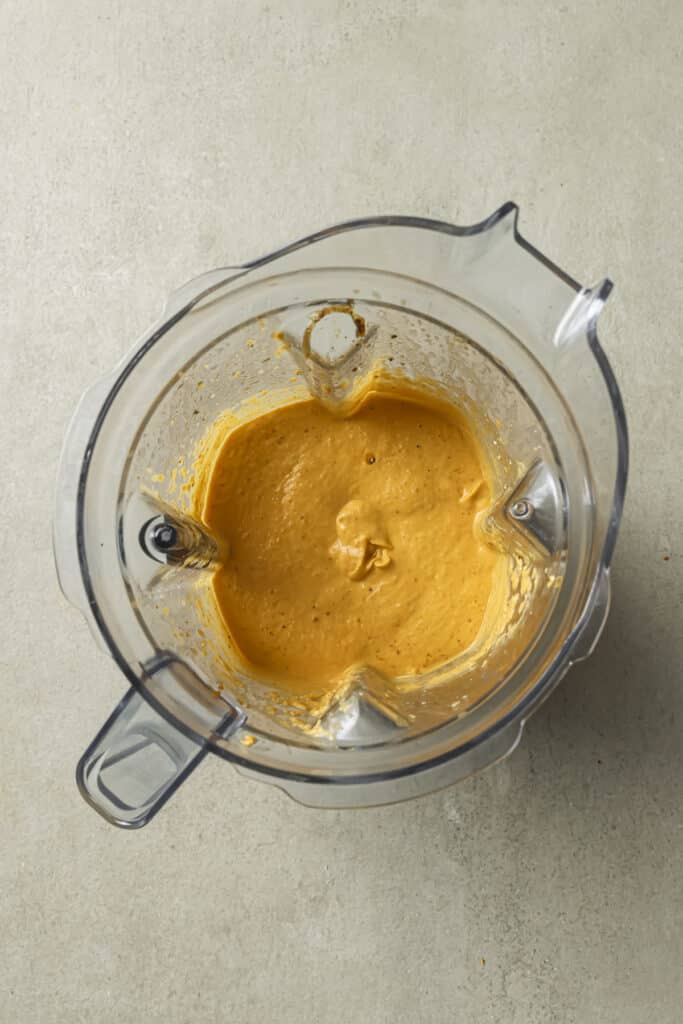 Pumpkin sauce blended in a blender.