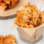 A basket of air fryer apple chips.