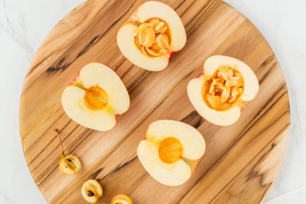 Coring apples for baked apples.
