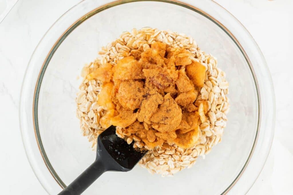 Making oat topping for air fryer baked apples.