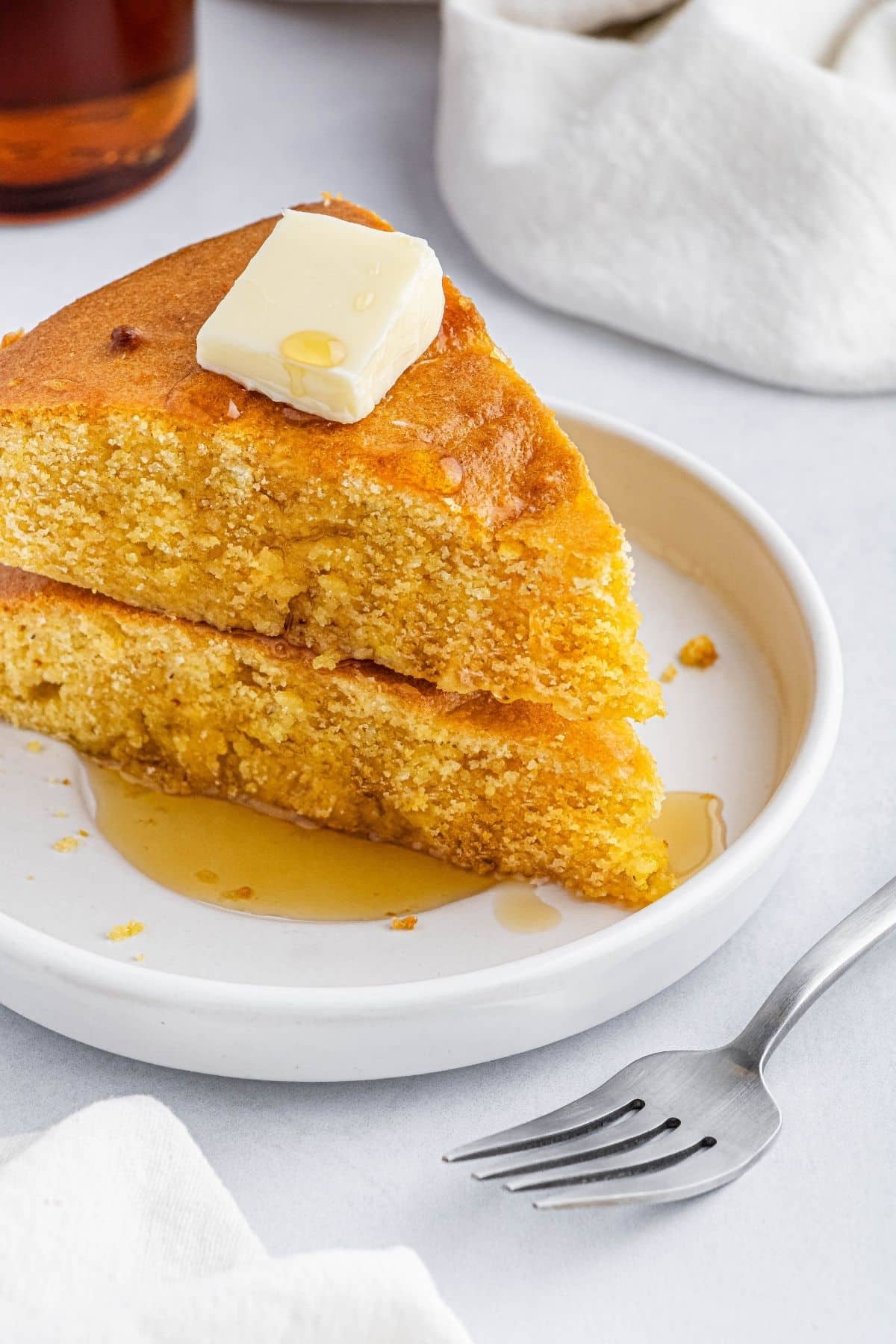 A plate of air fryer cornbread.