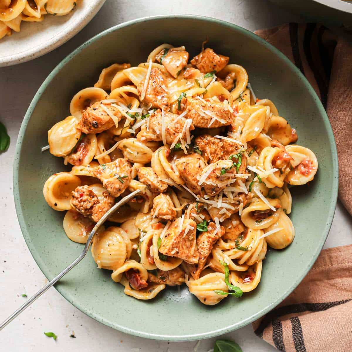 Marry Me Chicken Pasta served in a bowl.