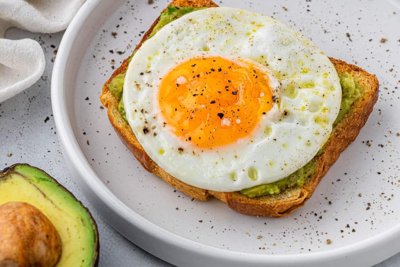 Air fried egg on avocado toast.
