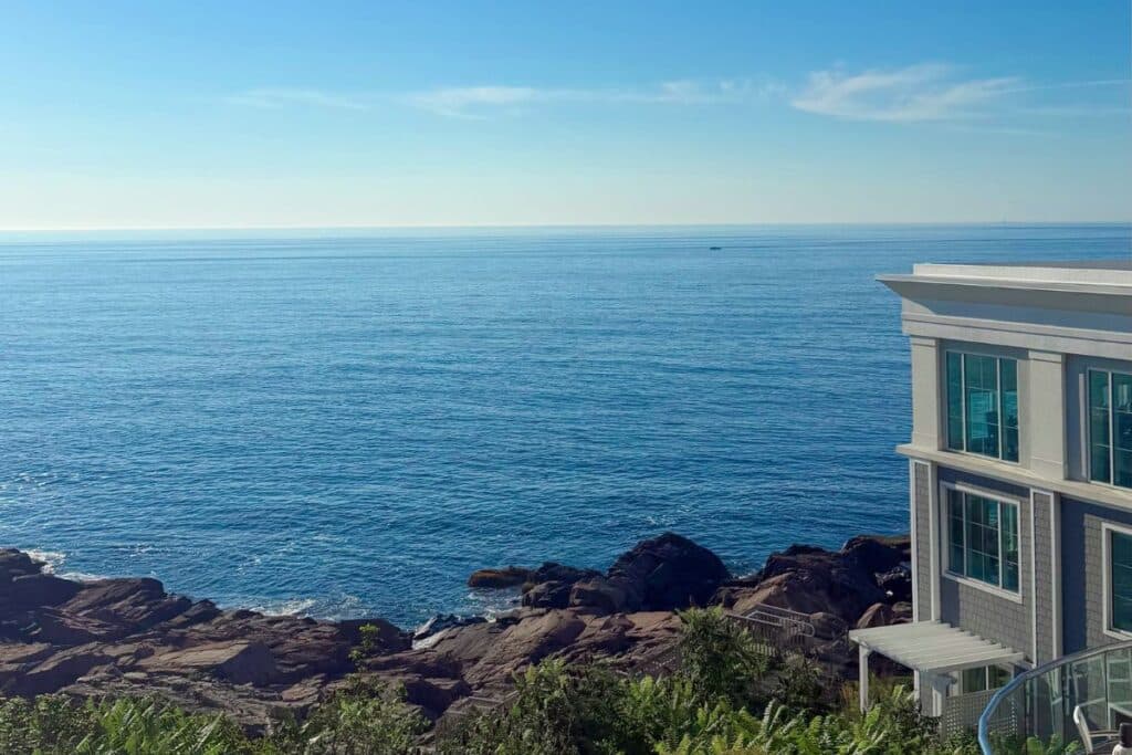 View of the ocean from cliff house maine.